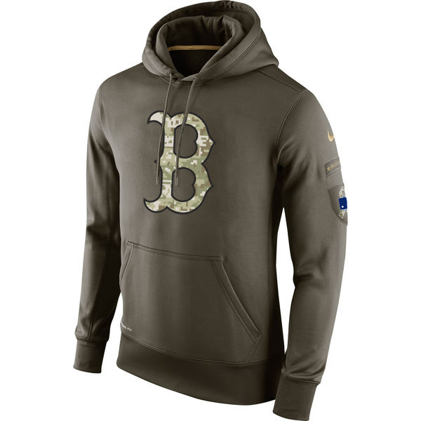 MLB Men Boston Red Sox Nike Olive Salute To Service KO Performance Hoodie Green